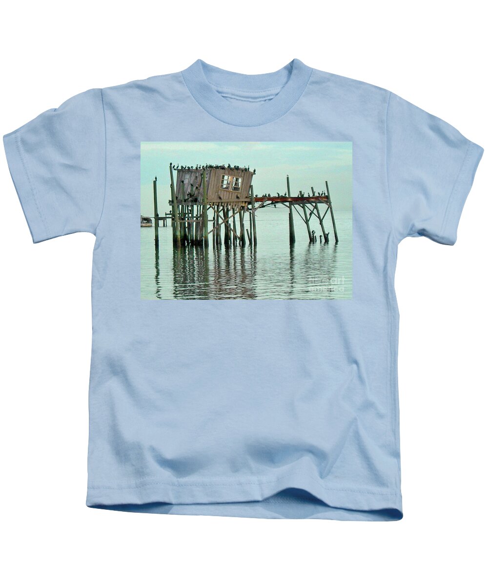 Sea Kids T-Shirt featuring the photograph Cedar Key Honeymoon Shack by Deborah Ferree
