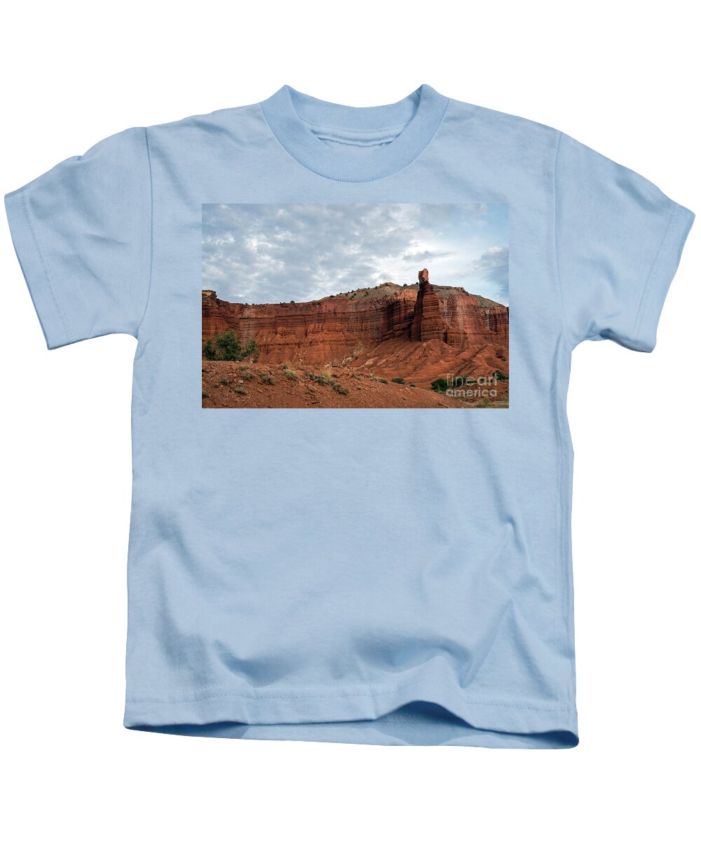 Chimney Rock Kids T-Shirt featuring the photograph Chimney Rock Capital Reef by Cindy Murphy - NightVisions