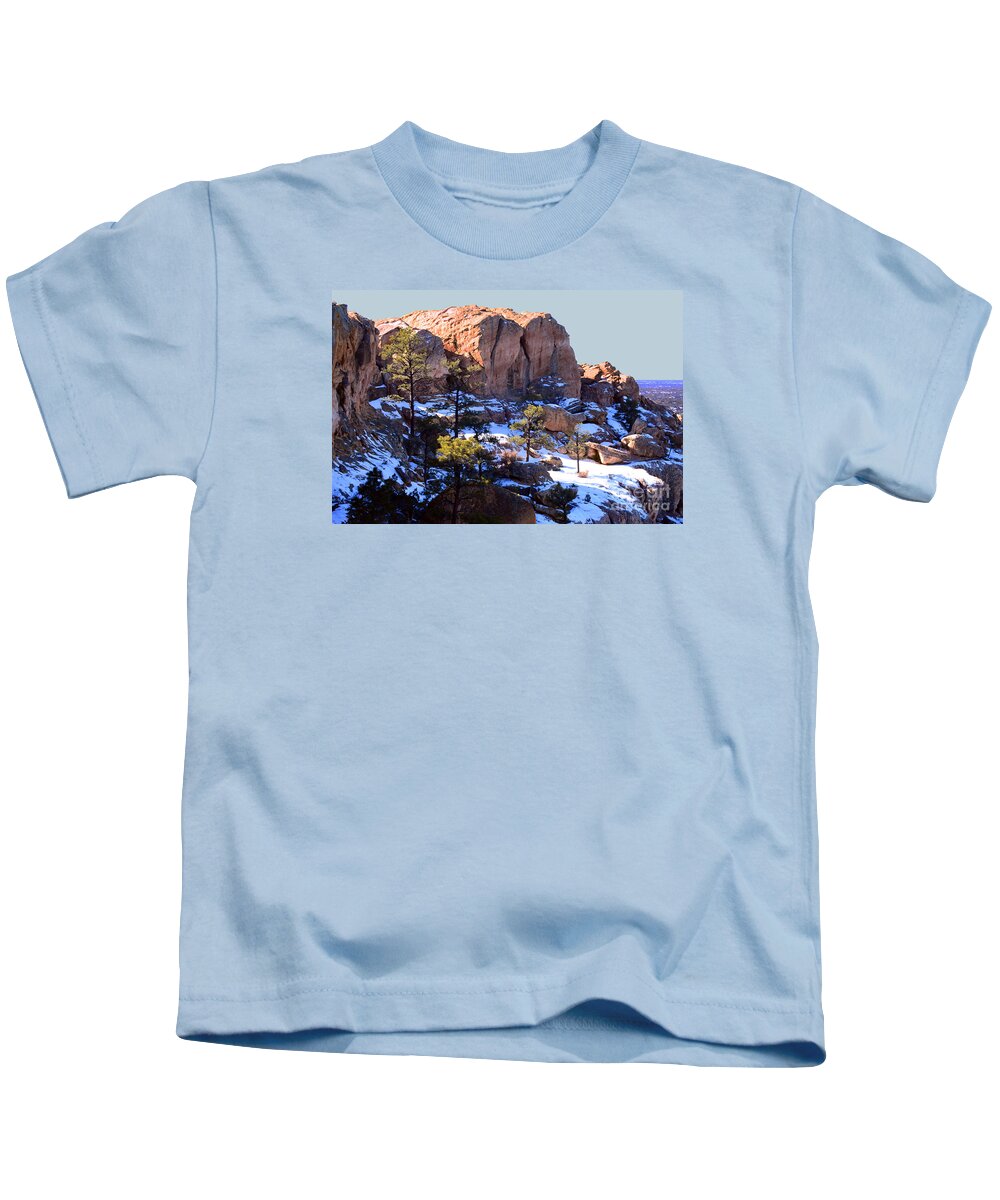 Southwest Landscape Kids T-Shirt featuring the photograph Cliff at El Malpais by Robert WK Clark