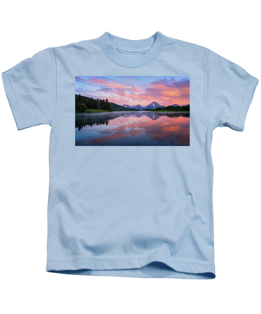 Colorful Kids T-Shirt featuring the photograph Colorful Sunrise at Oxbow Bend by David Soldano