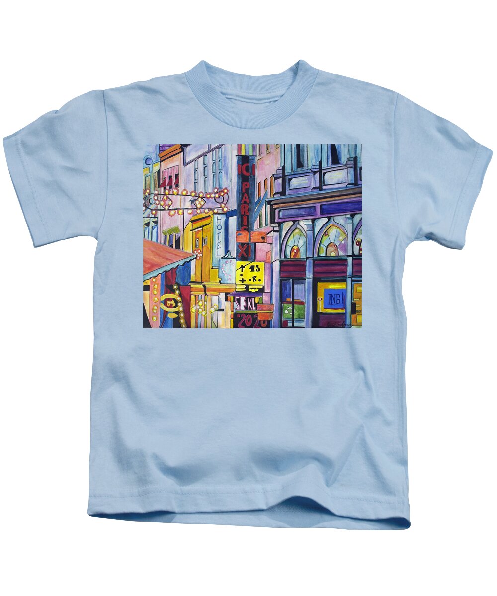 Cityscape Kids T-Shirt featuring the painting Colors of Paris by Patricia Arroyo