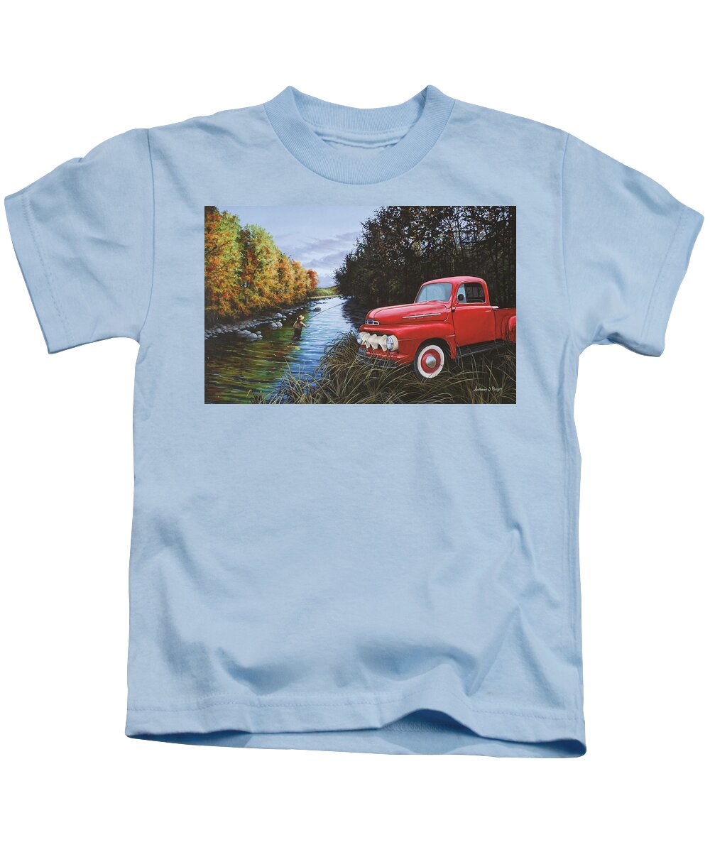 Truck Kids T-Shirt featuring the painting Couple of Old Timers by Anthony J Padgett