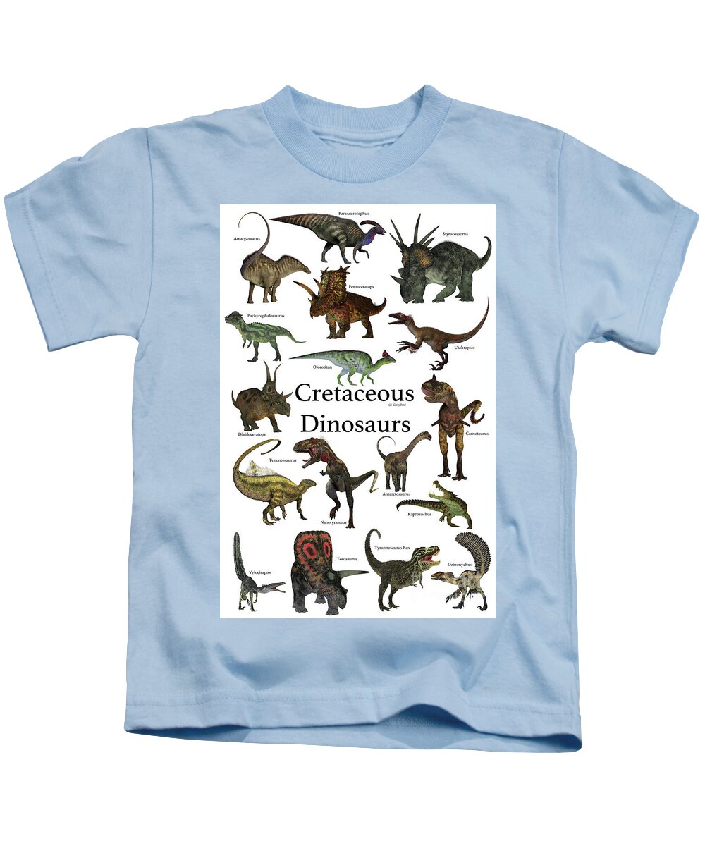 Cretaceous Kids T-Shirt featuring the digital art Cretaceous Dinosaurs by Corey Ford