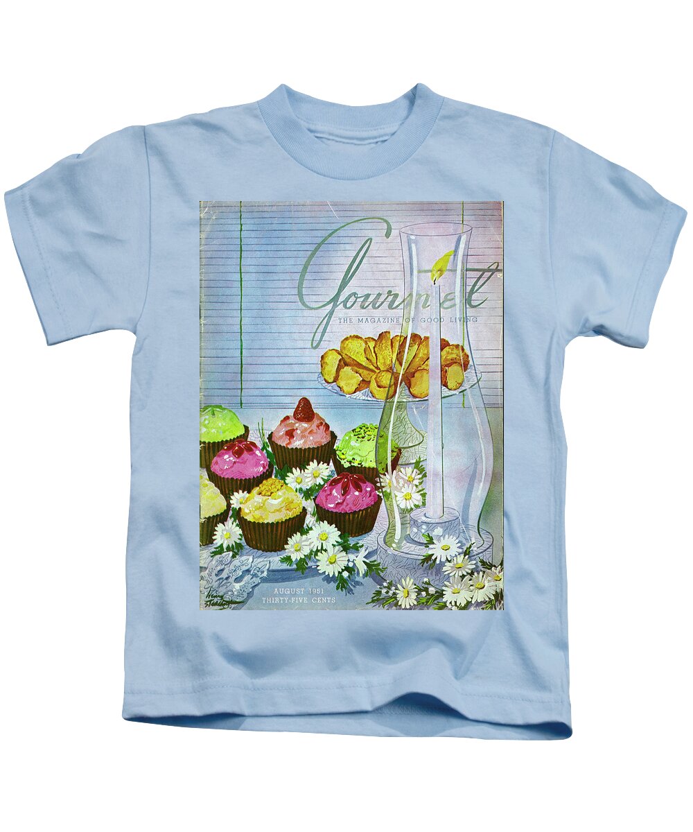 Illustration Kids T-Shirt featuring the photograph Cupcakes And Gaufrettes Beside A Candle by Henry Stahlhut