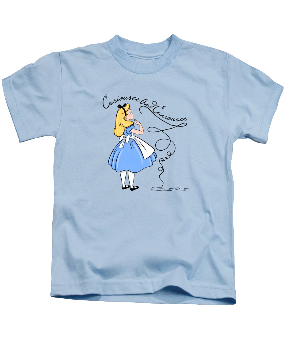 Painting Kids T-Shirt featuring the painting Curiouser And Curiouser Said Alice by Little Bunny Sunshine