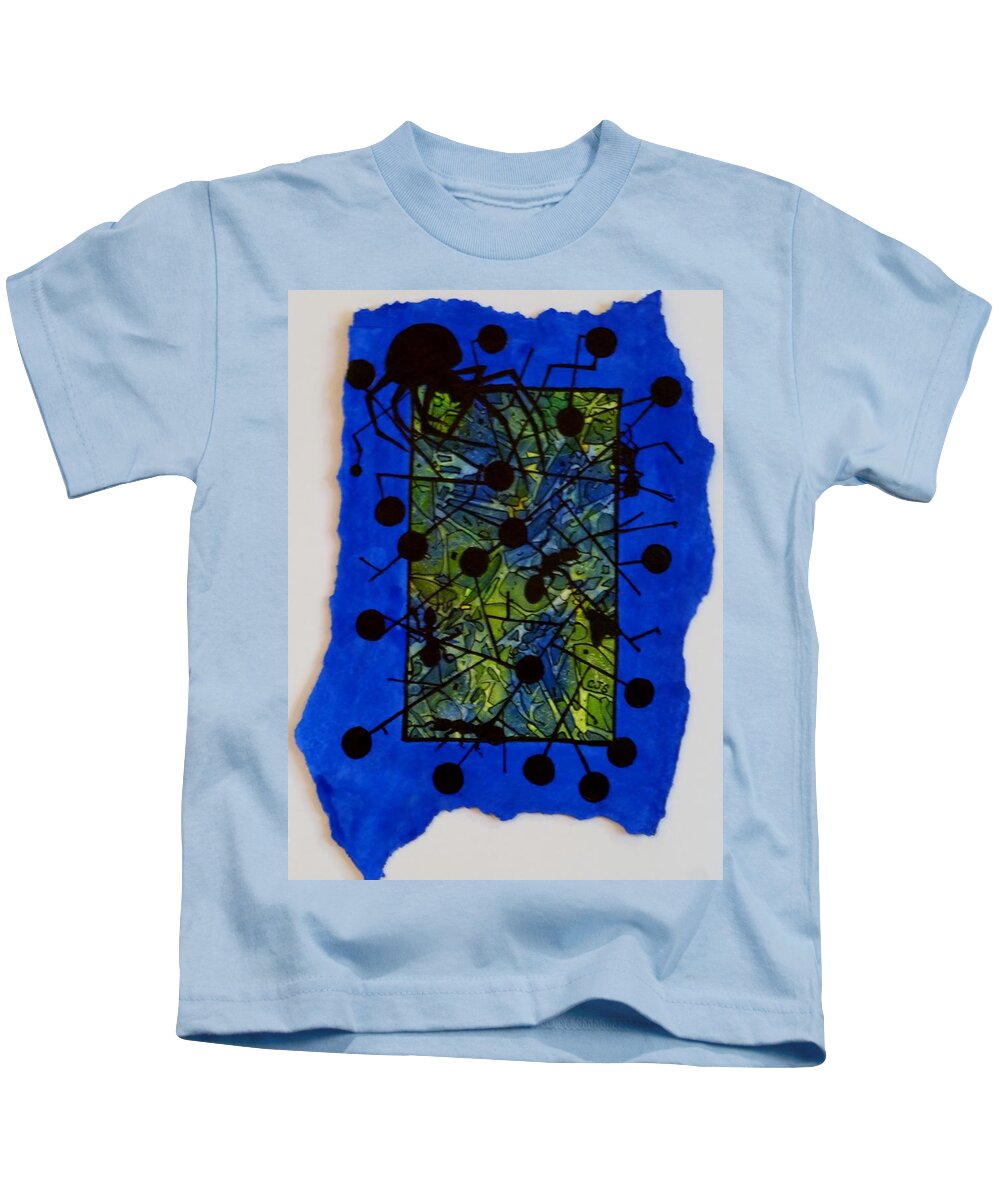 Black Kids T-Shirt featuring the painting Death to four ants and a fly by Christopher Schranck