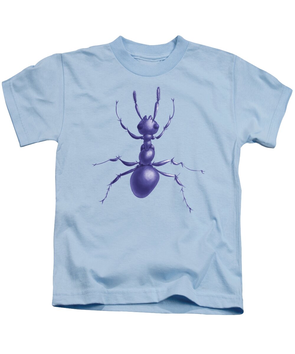 Ant Kids T-Shirt featuring the digital art Drawn Purple Ant by Boriana Giormova