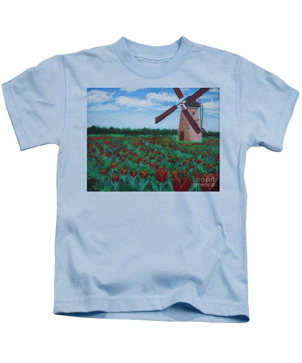 Dutch Kids T-Shirt featuring the painting Dutch Tulips by C E Dill