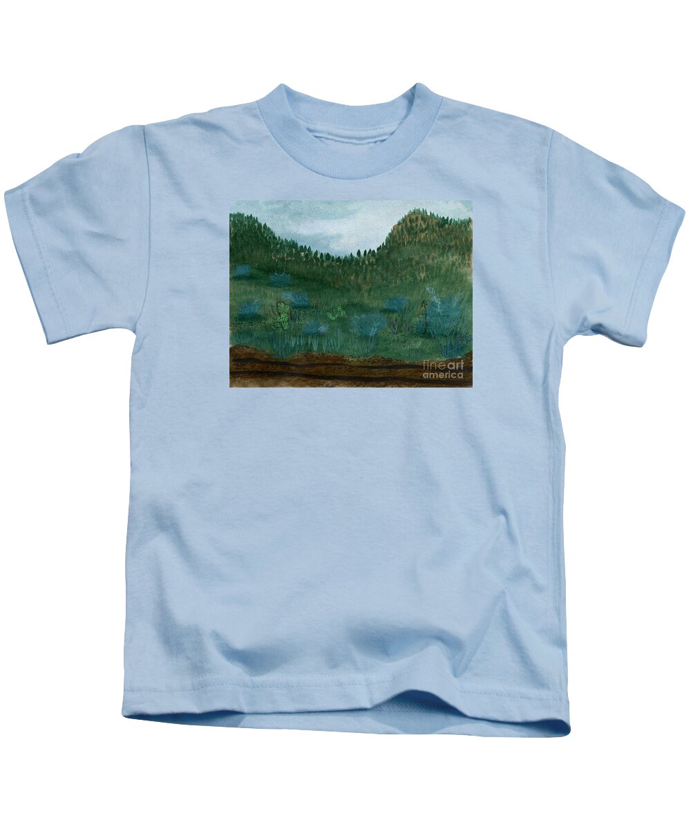 Pinehills Kids T-Shirt featuring the painting Eastern Pinehills by Victor Vosen