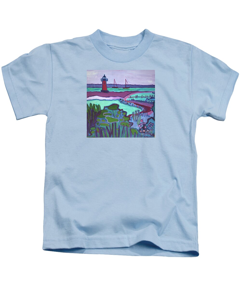 Edgartown Kids T-Shirt featuring the painting Edgartown Fog by Debra Bretton Robinson