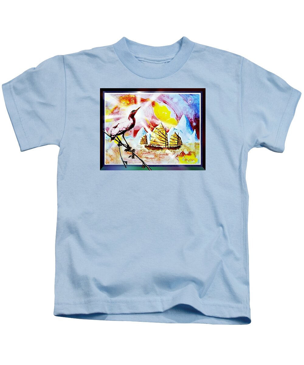Explorers Kids T-Shirt featuring the painting Explorers by Hartmut Jager