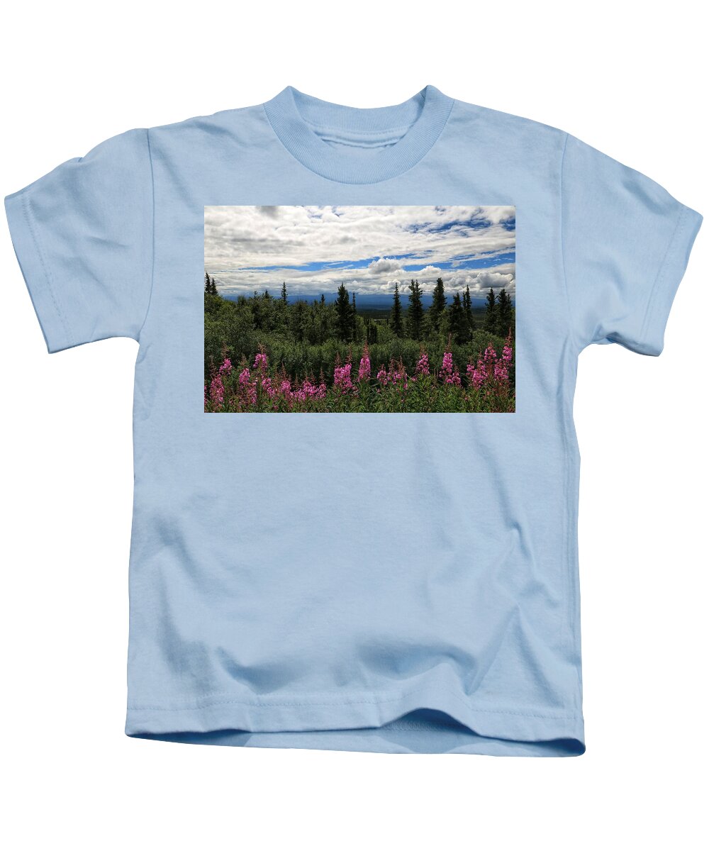 Landscape Kids T-Shirt featuring the photograph Fireweed by Ross Kestin