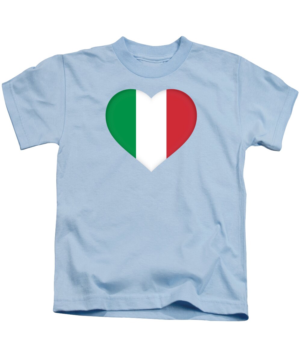 Italia Kids T-Shirt featuring the digital art Flag of Italy Heart by Roy Pedersen