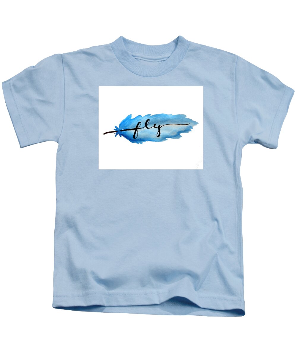 Fly Kids T-Shirt featuring the painting Fly Feather Art by Michelle Eshleman