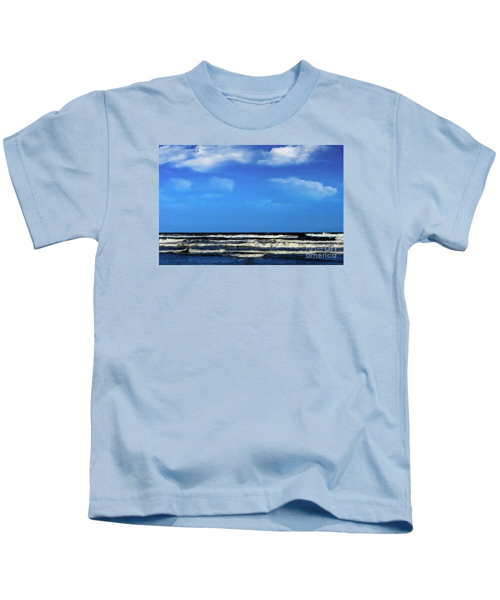 Beach Kids T-Shirt featuring the digital art Freeport Texas Seascape Digital Painting A51517 by Mas Art Studio