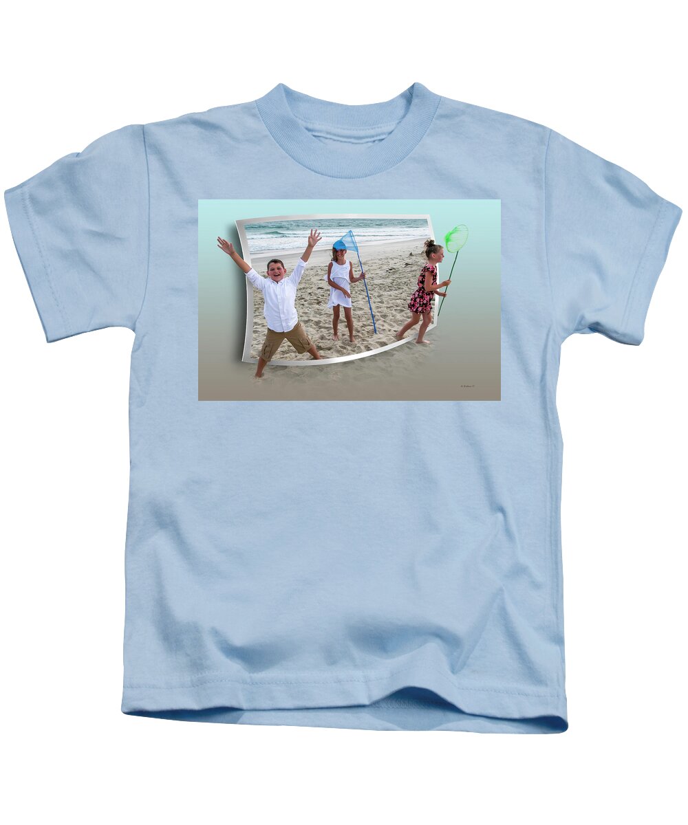 2d Kids T-Shirt featuring the photograph Fun At The Beach - OOF by Brian Wallace