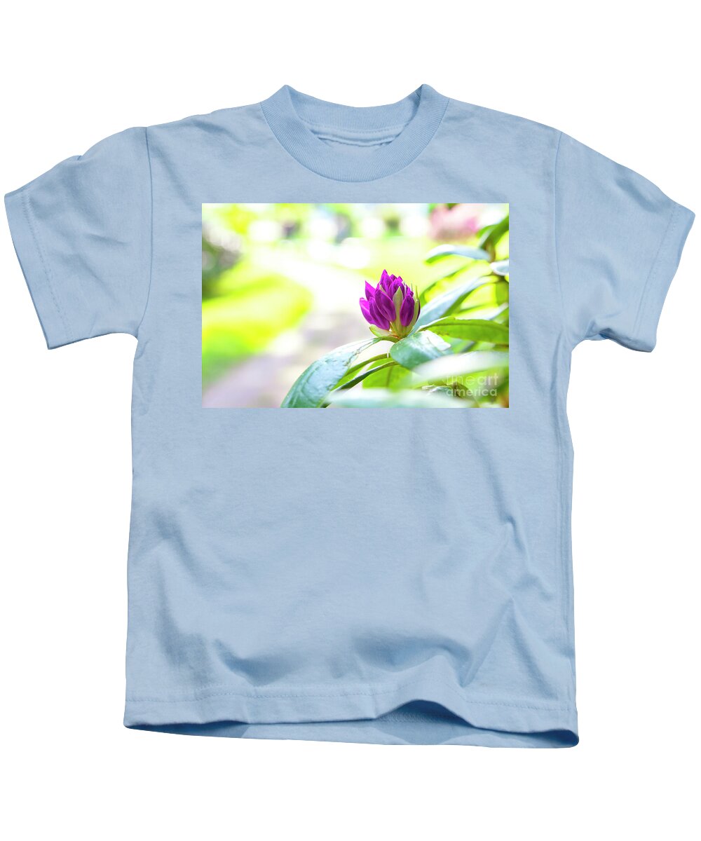 Purple Kids T-Shirt featuring the photograph Garden flower bud by Sophie McAulay