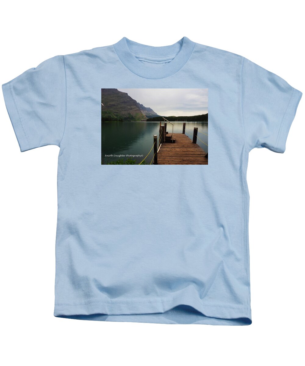 A Lake In The Many Glacier Area Of Glacier National Park Kids T-Shirt featuring the photograph Glacier Natoinal Park by Diane Shirley