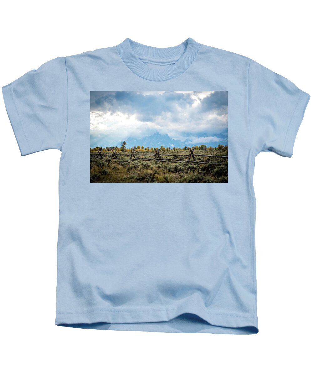 National Parks Kids T-Shirt featuring the photograph Grand Tetons by Aileen Savage