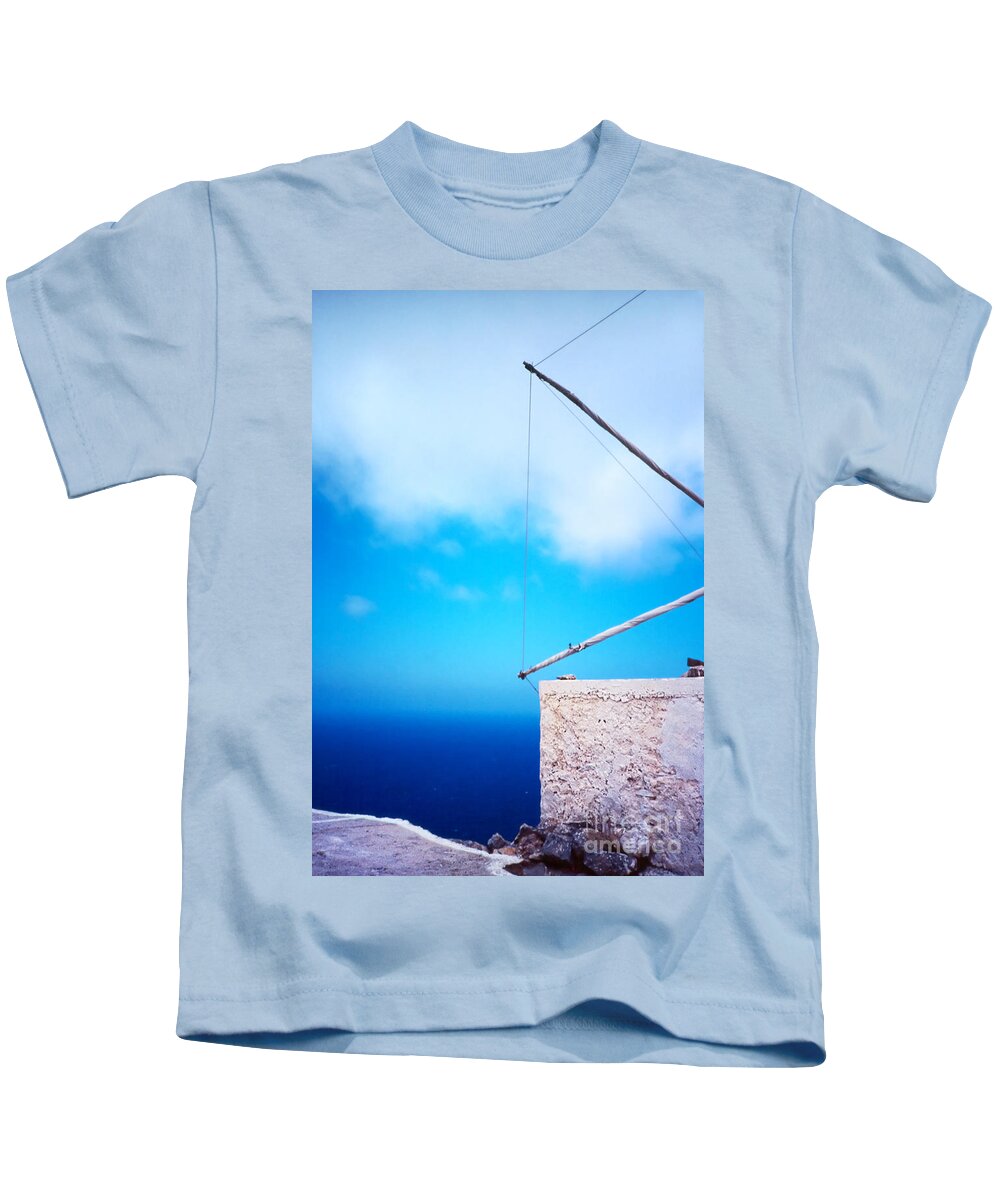 Blue Kids T-Shirt featuring the photograph Greek windmill by Silvia Ganora