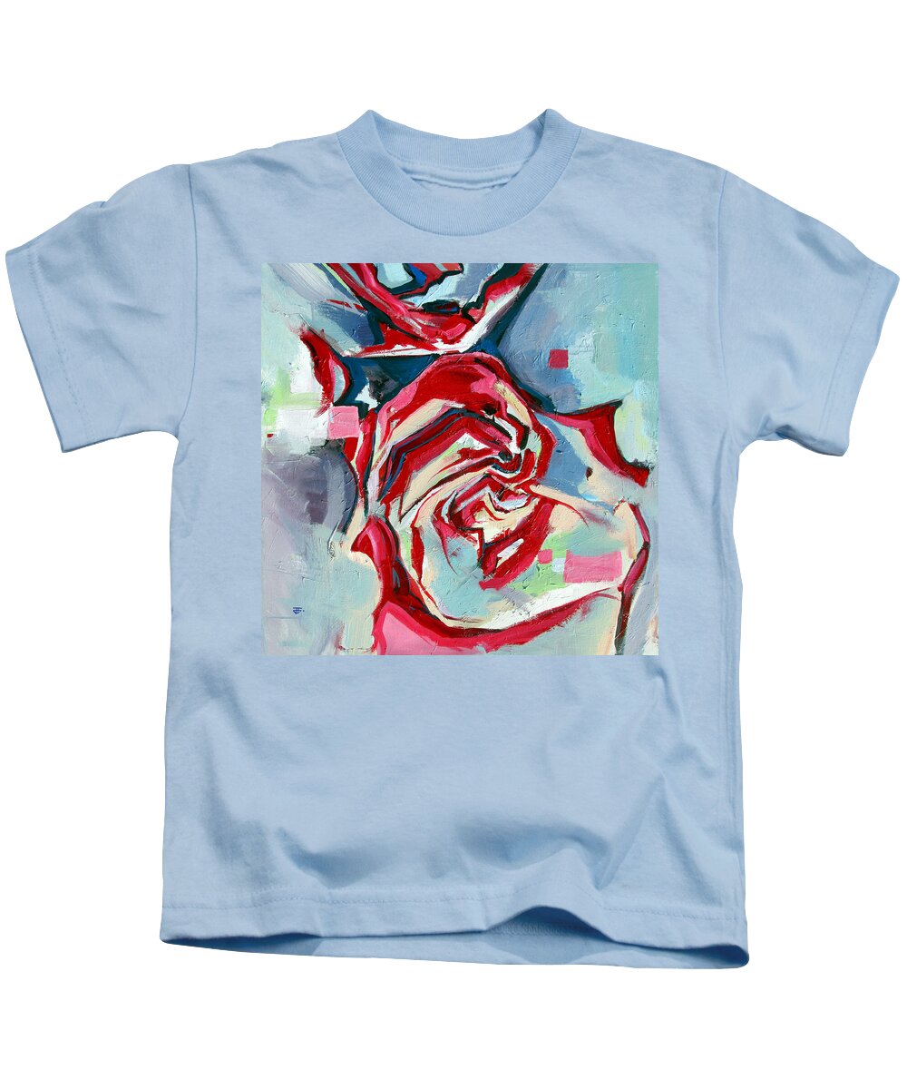 Florals Kids T-Shirt featuring the painting Heartfelt Rose by John Gholson