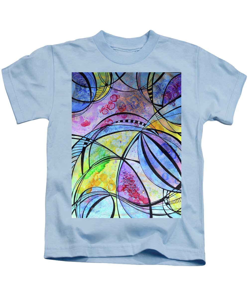 Balloons Kids T-Shirt featuring the painting Hot Air by Lynellen Nielsen