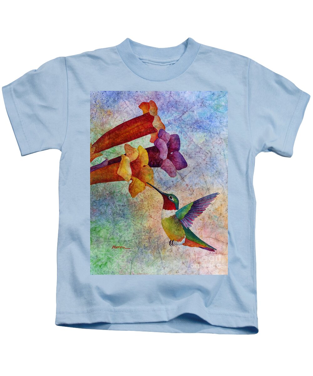 Hummingbird Kids T-Shirt featuring the painting Hummer Time by Hailey E Herrera