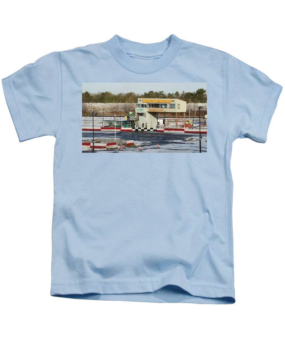 Icy Kids T-Shirt featuring the photograph Icy Stock Car Track by Adrian Wale