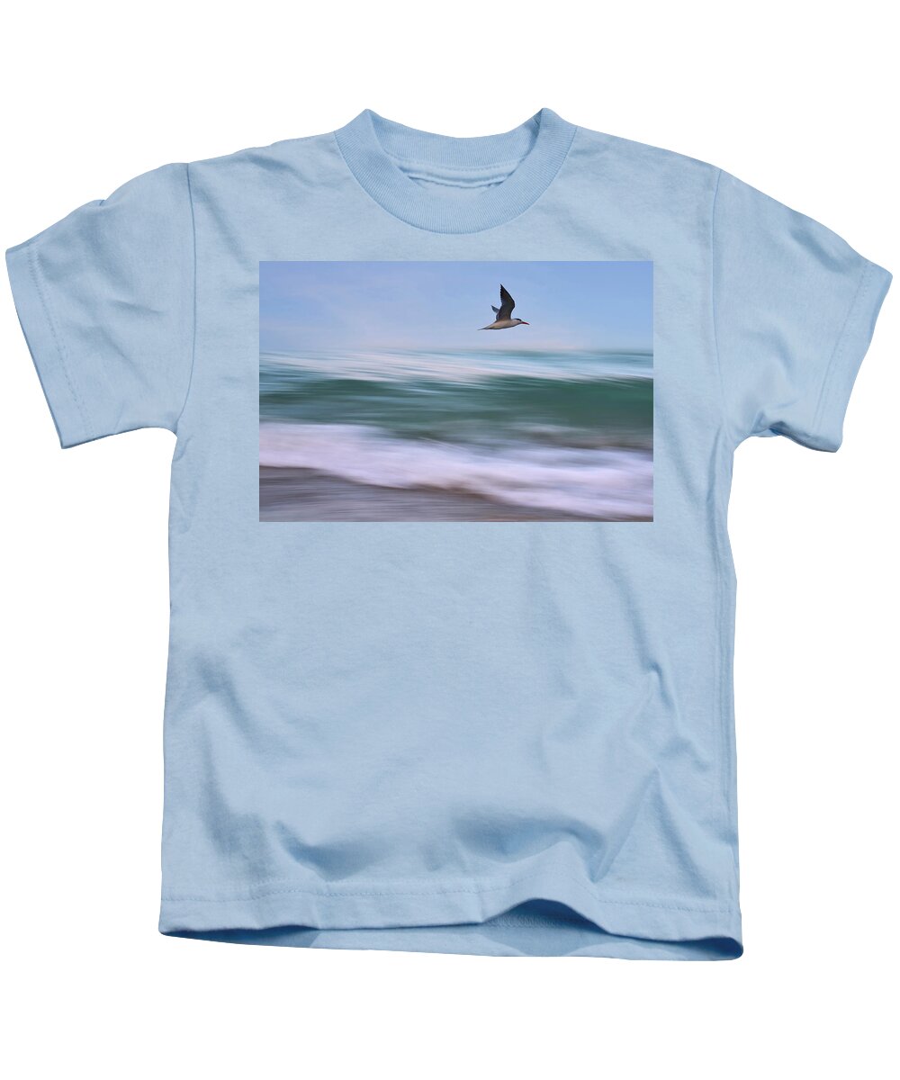 Ocean Kids T-Shirt featuring the photograph In Flight by Laura Fasulo