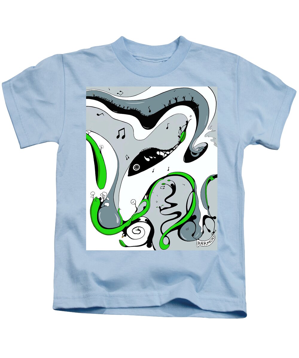 Jazz Kids T-Shirt featuring the drawing In Harmony by Craig Tilley