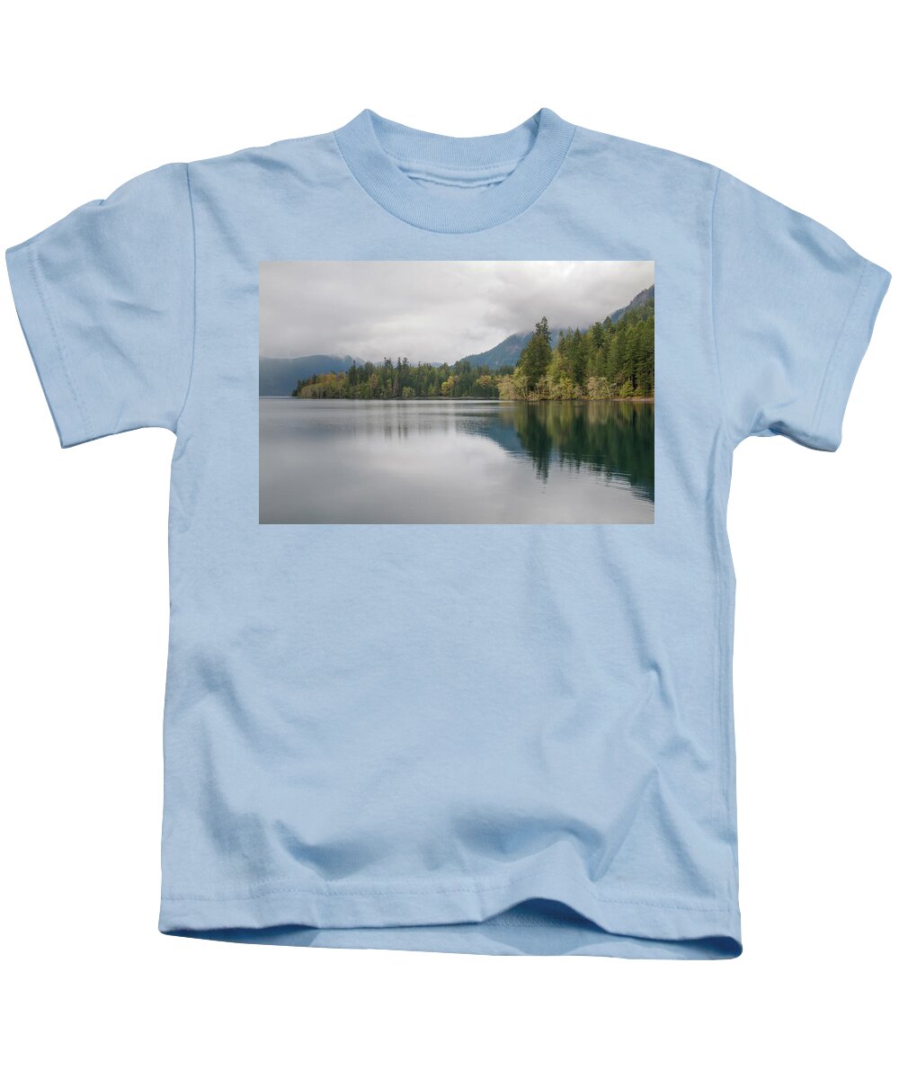 Lake Crescent Kids T-Shirt featuring the photograph Lake Crescent Reflections by Kristina Rinell
