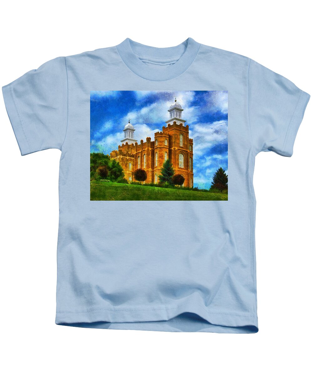 Temple Kids T-Shirt featuring the painting Logan Temple 2 by Greg Collins