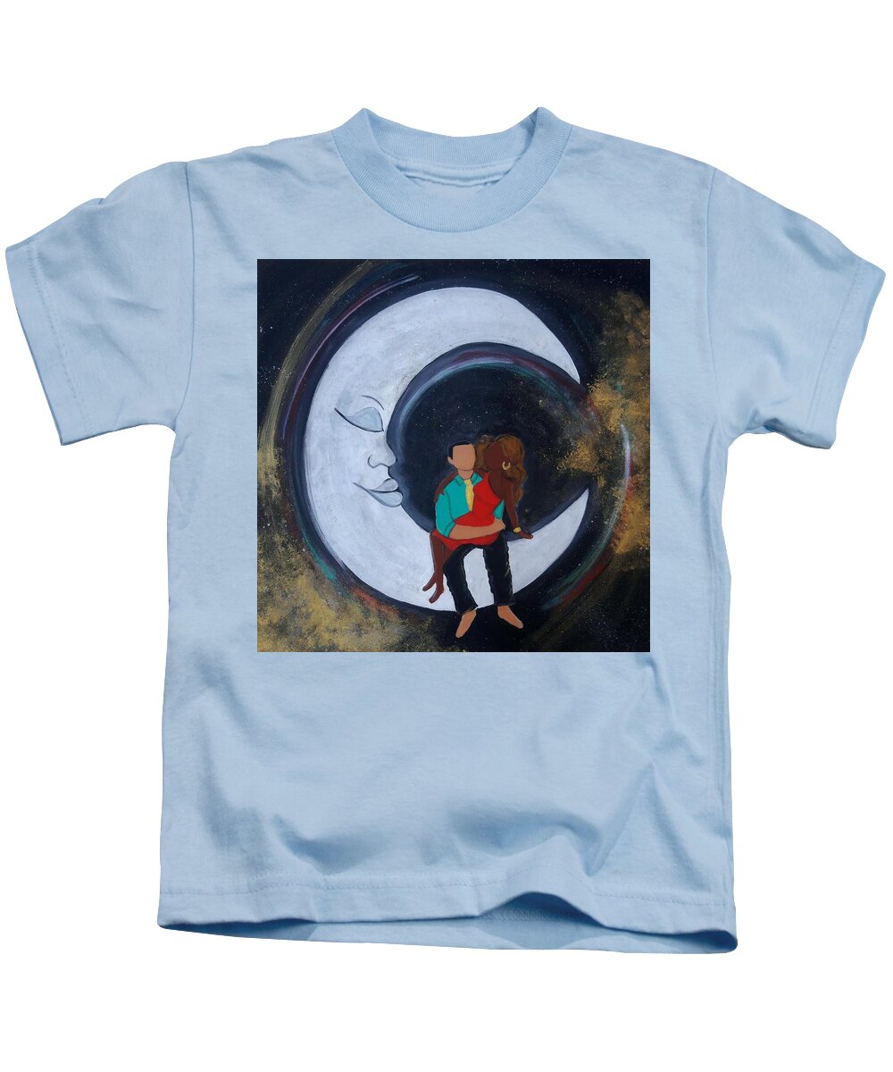  Kids T-Shirt featuring the photograph Love you to the the Moon by Diamin Nicole