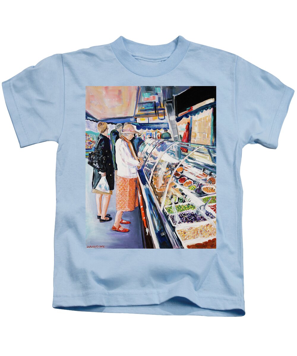 Acrylic Kids T-Shirt featuring the painting Madame Masson Goes To Market by Seeables Visual Arts