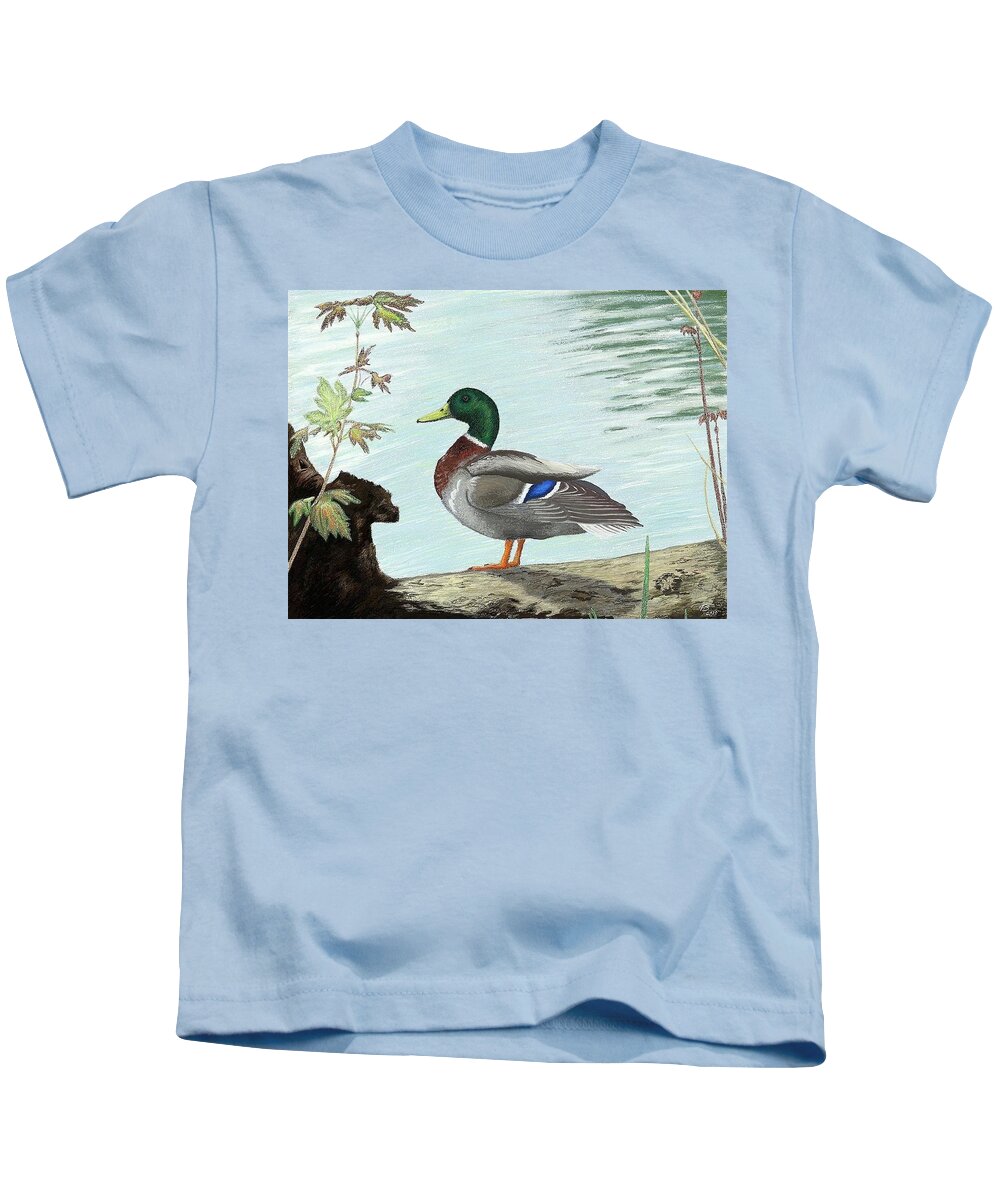 Duck Kids T-Shirt featuring the digital art Mallard 2010 by Troy Stapek