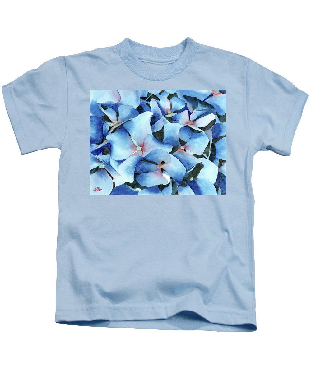 Hydrangea Kids T-Shirt featuring the painting Marathon Hydrangeas by Ken Powers