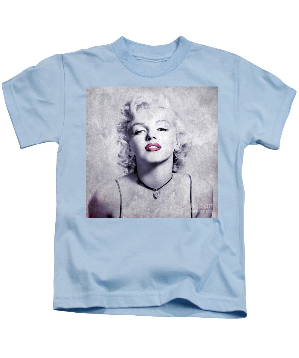 Marylin Kids T-Shirt featuring the digital art Marilyn Monroe - 0102b by Variance Collections
