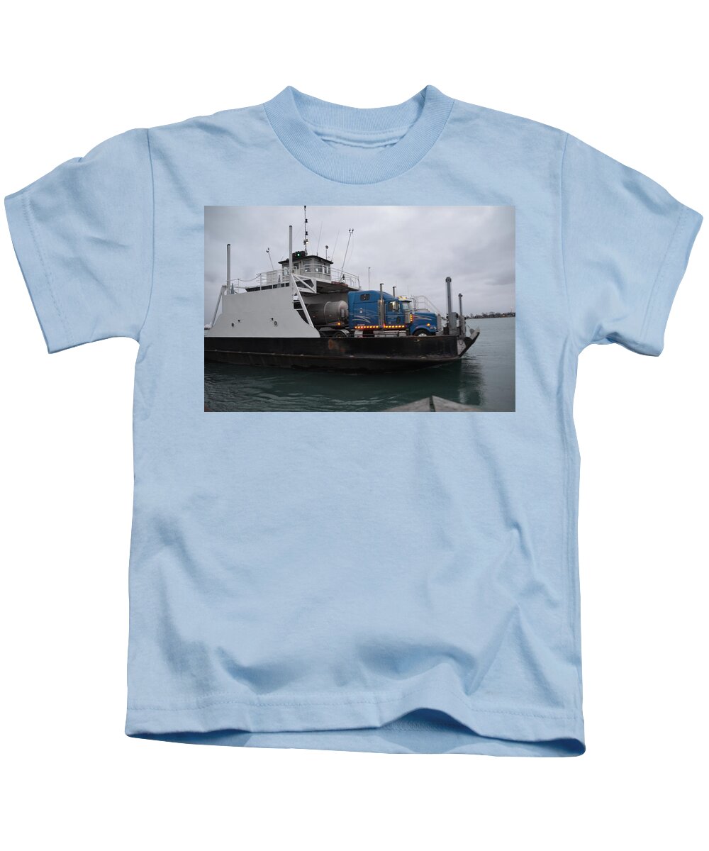 Car Ferry Kids T-Shirt featuring the photograph Marine City Mich car truck ferry by Randy J Heath