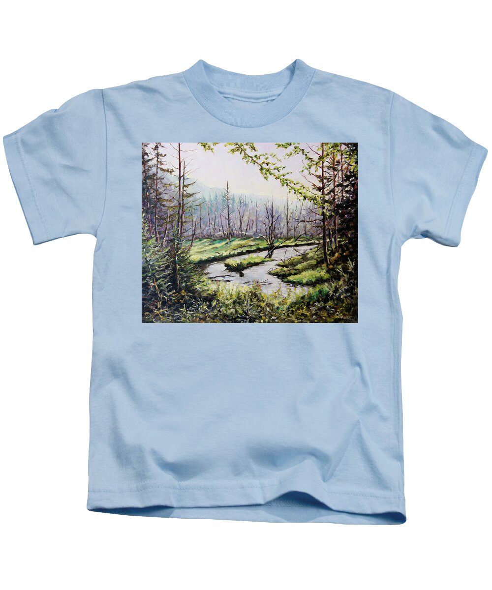 Art Kids T-Shirt featuring the painting Marsh Lands by Richard T Pranke
