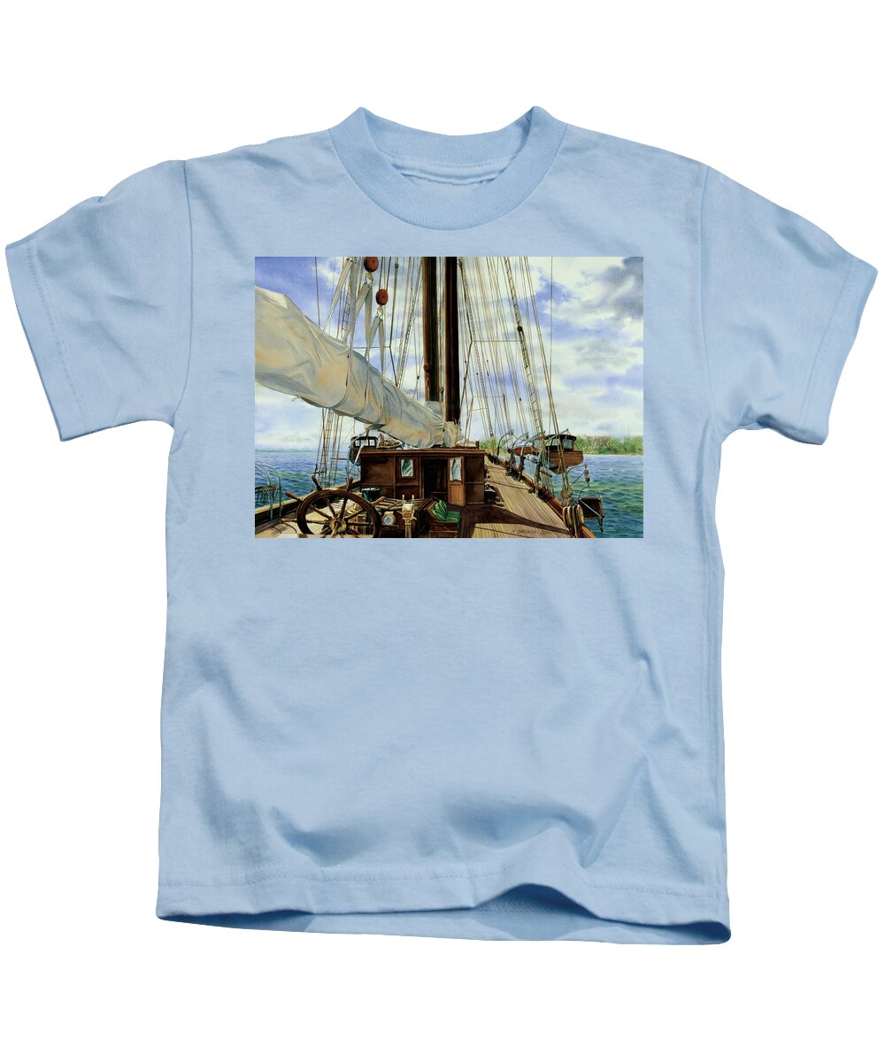 Ocean Kids T-Shirt featuring the painting Migrant by Marguerite Chadwick-Juner