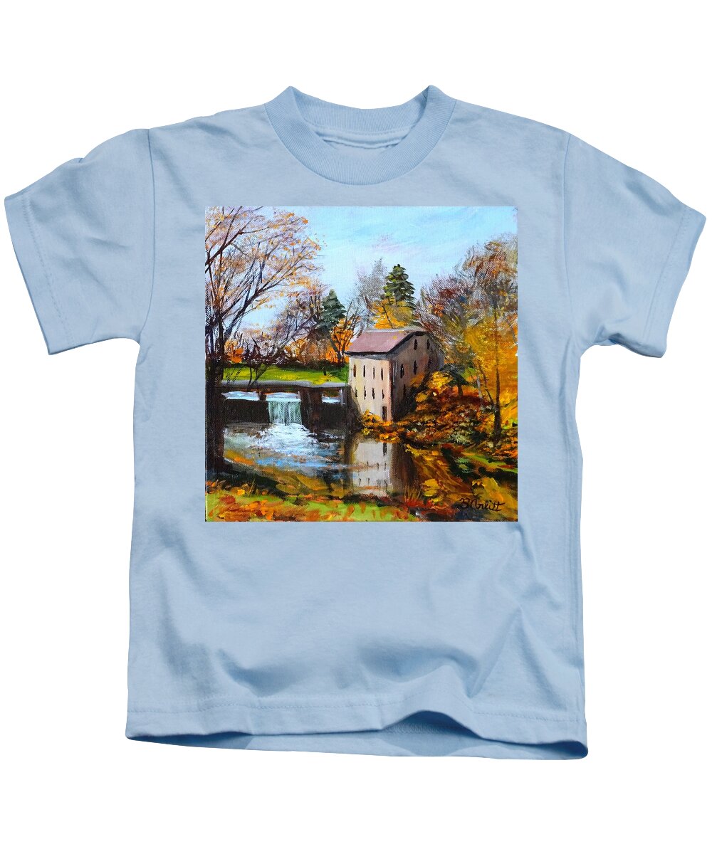 Arlitt Kids T-Shirt featuring the painting Millside Tranquility by Brent Arlitt