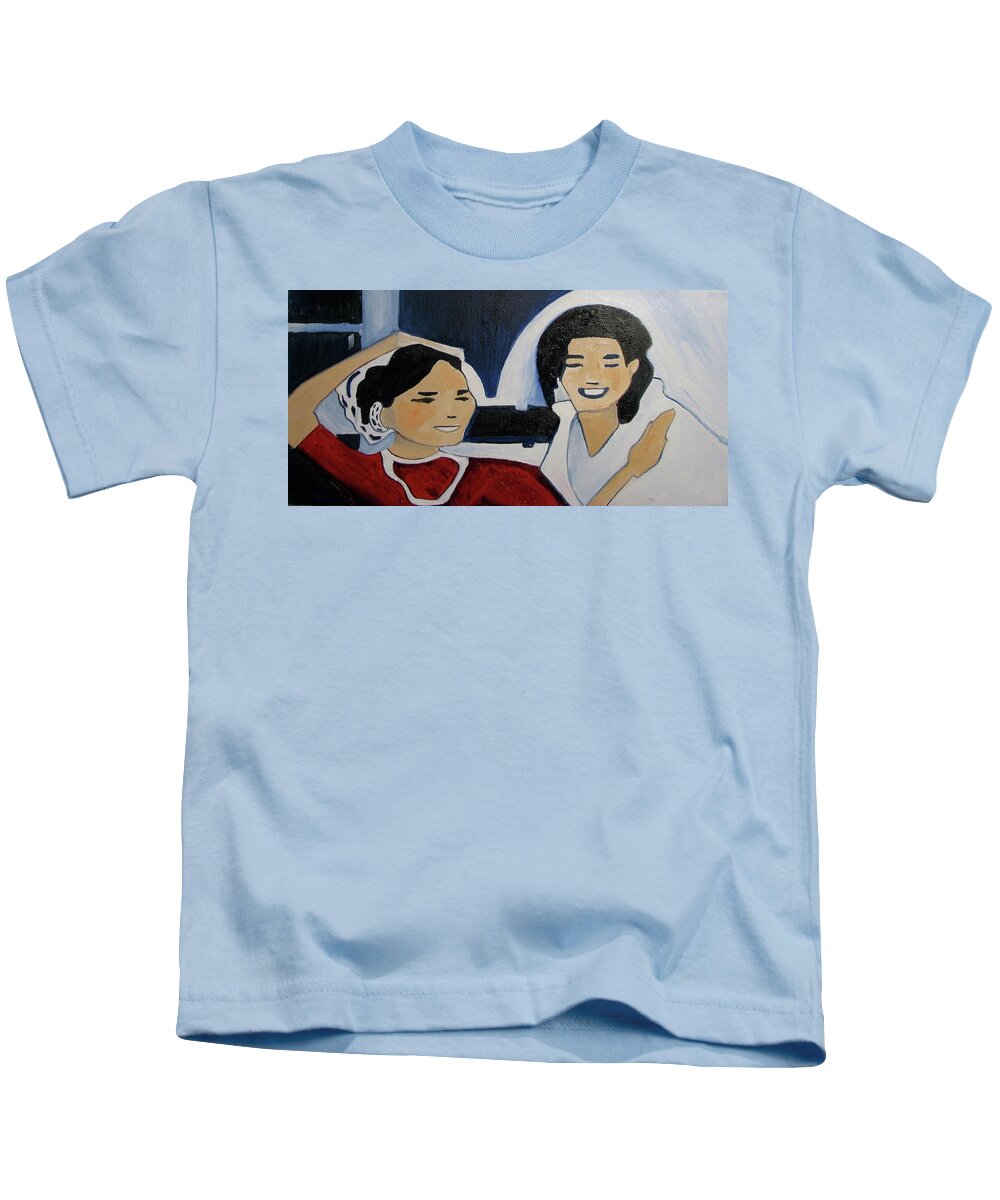 Michael Jackson Kids T-Shirt featuring the painting Mj one of five number four by Patricia Arroyo