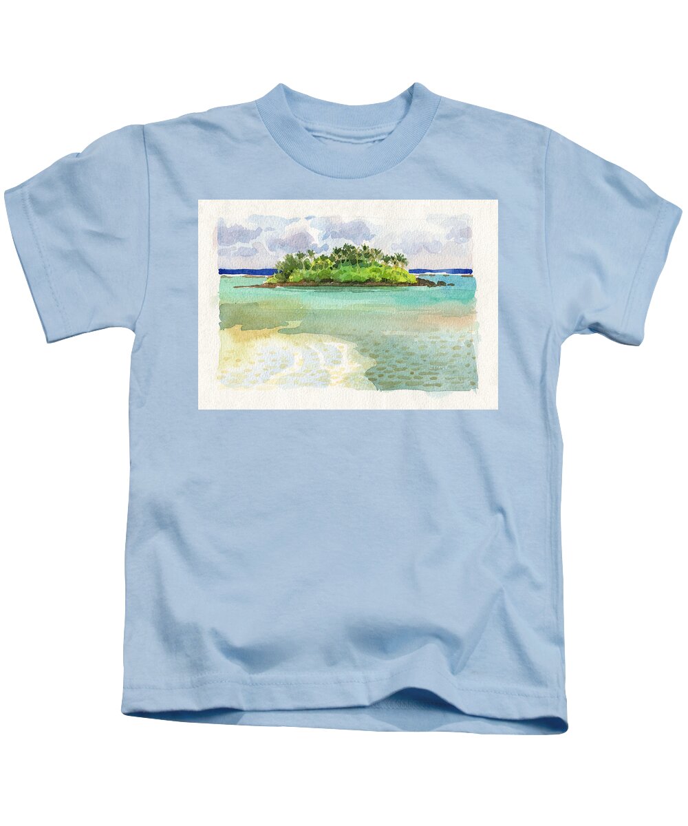 Landscape Kids T-Shirt featuring the painting Motu Taakoka by Judith Kunzle