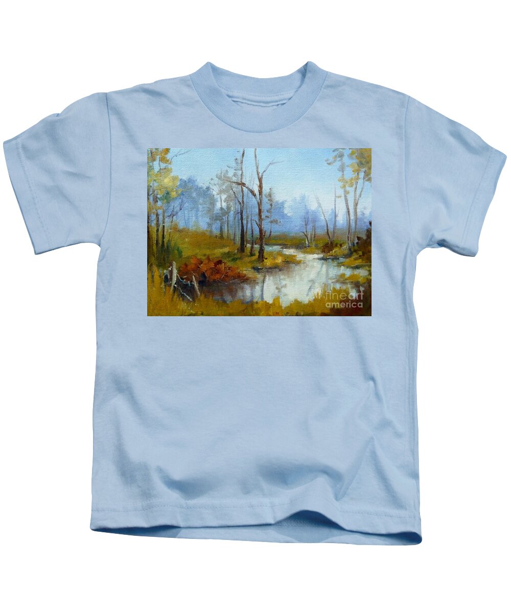 Morning Kids T-Shirt featuring the painting Mystic Morning by K M Pawelec