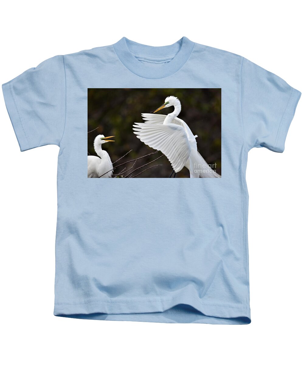 Great Egrets Nesting Kids T-Shirt featuring the photograph Nest For Two by Julie Adair