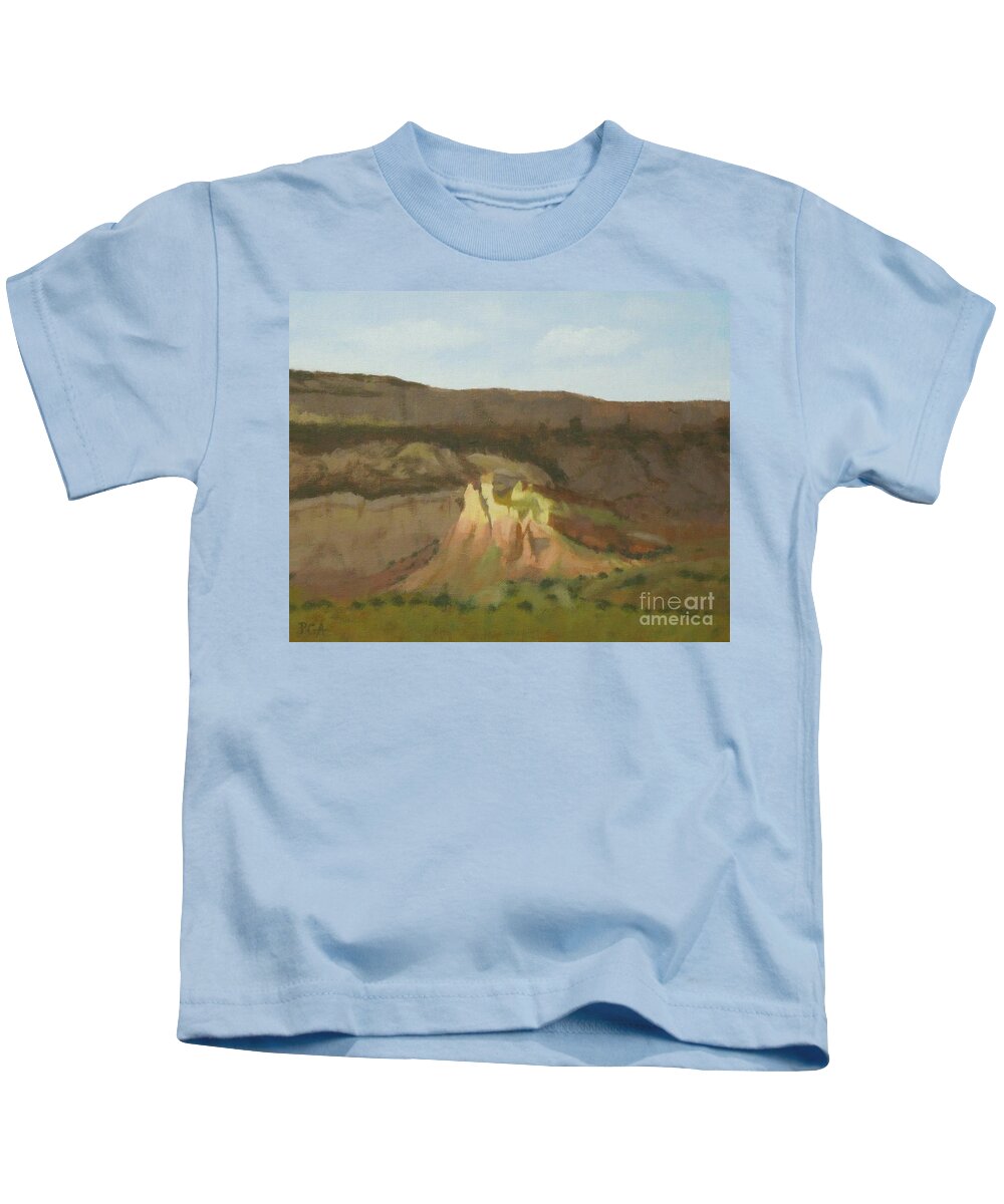 Northern New Mexico Kids T-Shirt featuring the painting New Mexican Statues by Phyllis Andrews