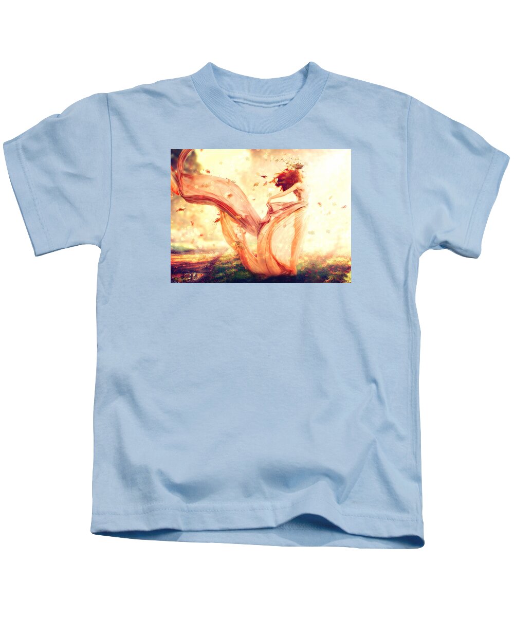 Nymph Of October Kids T-Shirt featuring the digital art Nymph of October by Lilia S