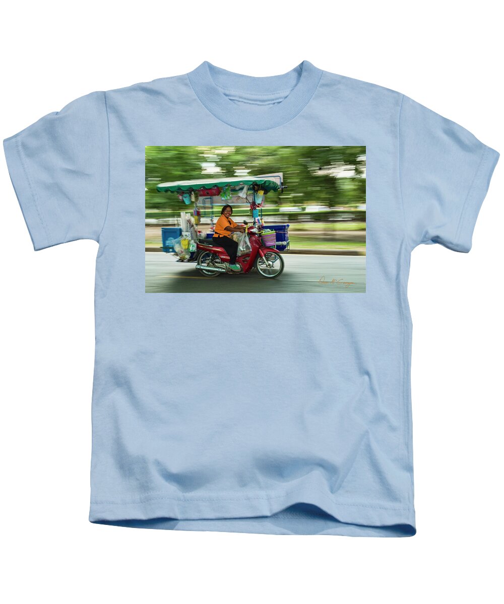 Thailand Kids T-Shirt featuring the photograph Off to Work by Dan McGeorge