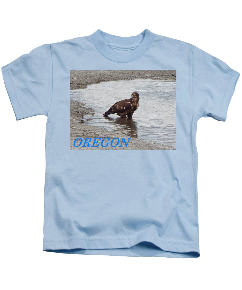 Young Eagle Kids T-Shirt featuring the photograph Oregon Young Eagle by Gallery Of Hope 