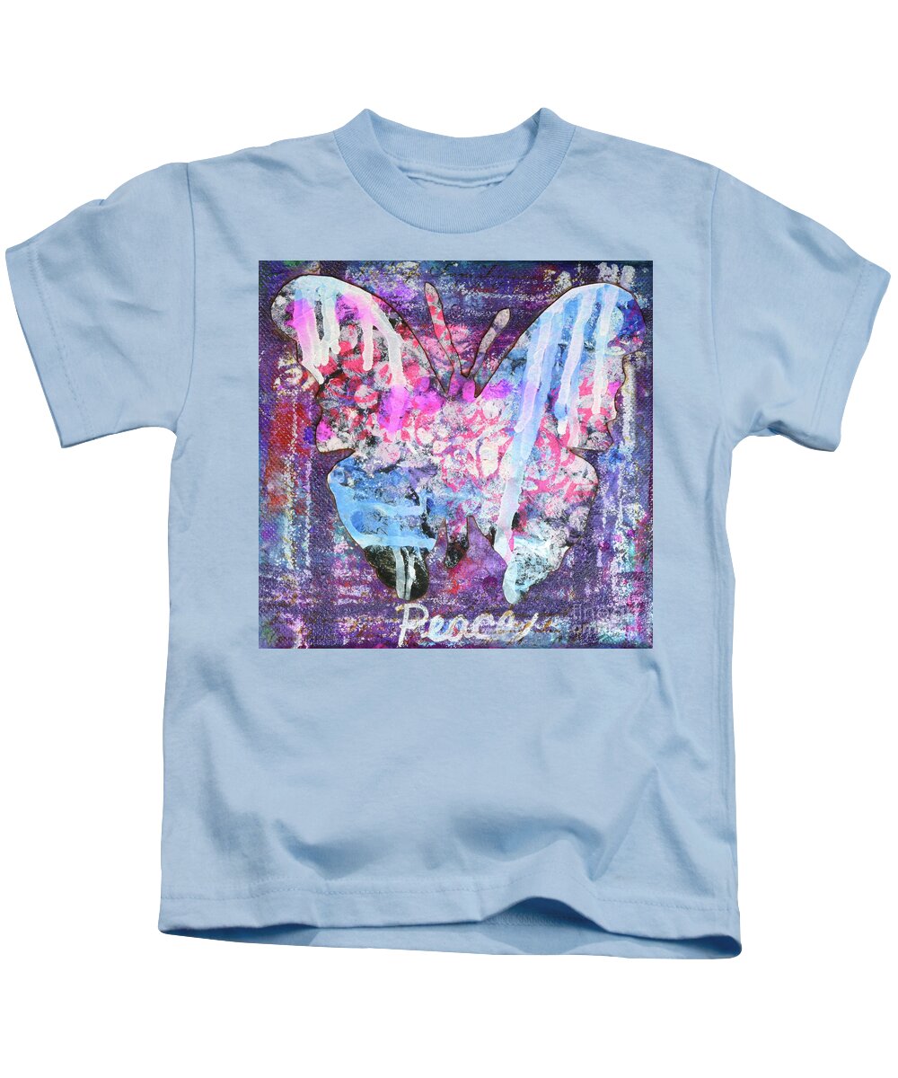 Crisman Kids T-Shirt featuring the painting Peace Butterfly by Lisa Crisman